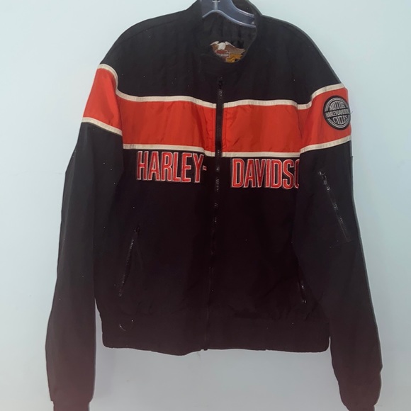 Harley Davidson Racing Jacket Nylon sz XXL Harley Davidson Spell Out Jacket - Picture 1 of 9